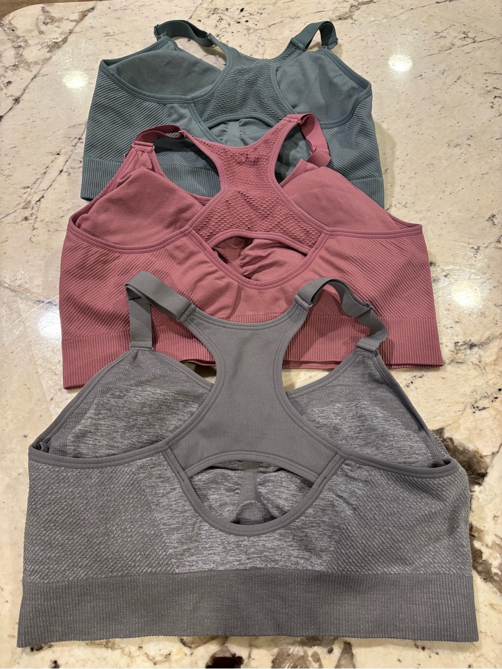 AVIA Seamless Racerback Sports Bras - Gray, Dusty Rose, Slate Blue - Picture 2 of 3